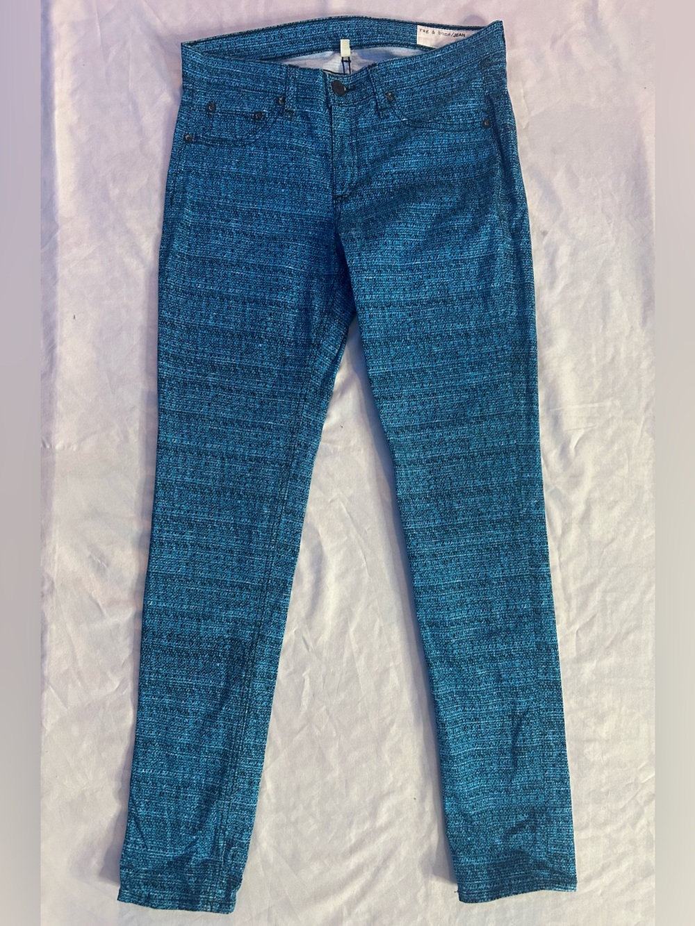 Rag & Bone / JEAN Tweed Print Teal Pants Size 28